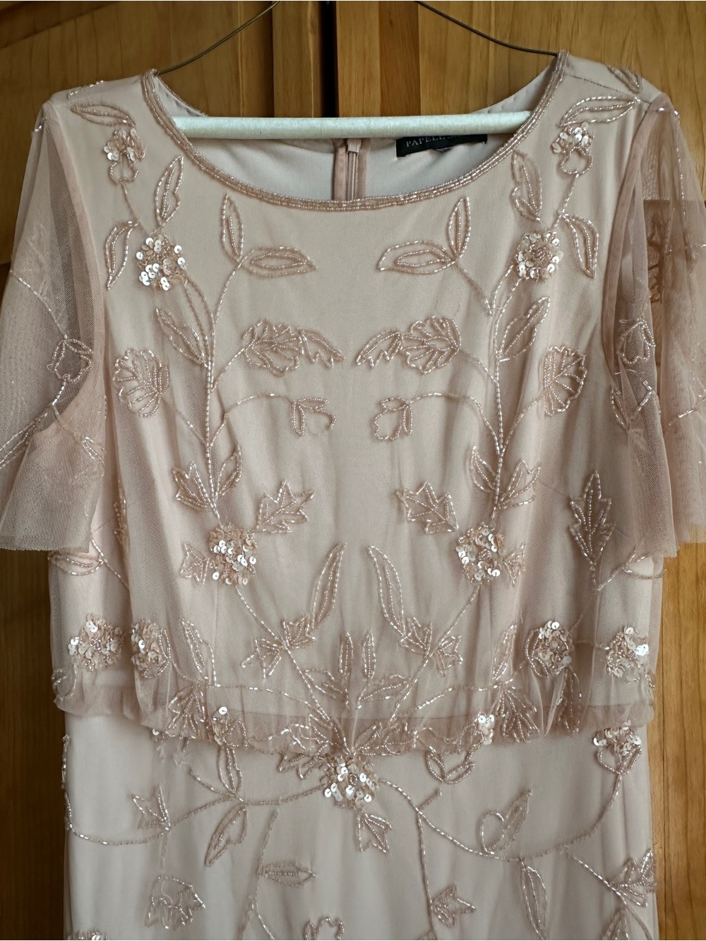 Adrianna Papell Blush Floral Beaded Gown- 14W - Picture 5 of 16